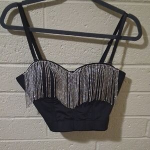 Say What? Black Embellished Top